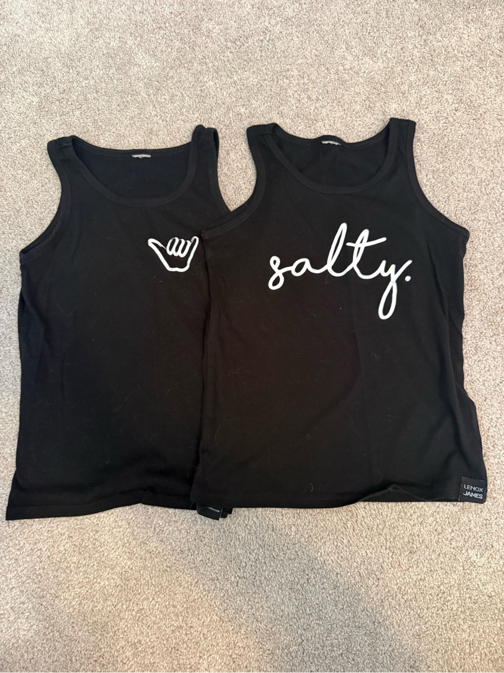 Kids Black "Salty" Graphic Tank Top and Hang Ten Tank Top